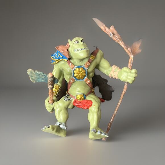 2002 Papo Green Orc Waghar Troll Ogre Action Figure with Staff A23 - NICE! - Picture 1 of 2